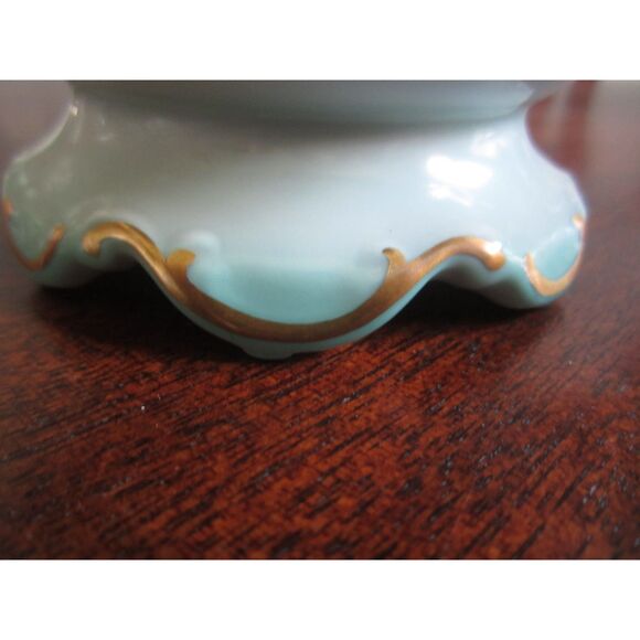 BEAUTIFUL FLORAL  HAND PAINTED IMPERIAL GERMANY TEAL PITCHER 6 1/2" HIGH SIGNED - Picture 4 of 8